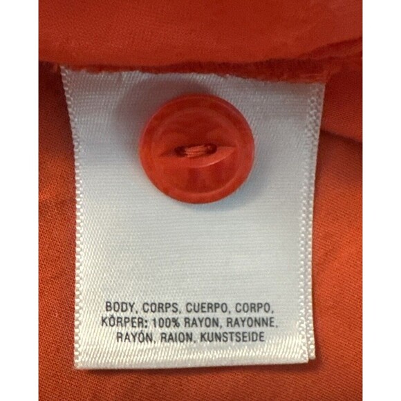 Anthropologie Maeve ORANGE Rayon Short Sleeve Shirt Button Down Pockets Sz S - Picture 8 of 11